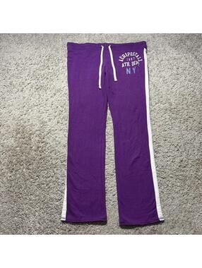 Aeropostale Y2K Sweatpants Womens Fleece Flared Embroidered Spellout Purple XL